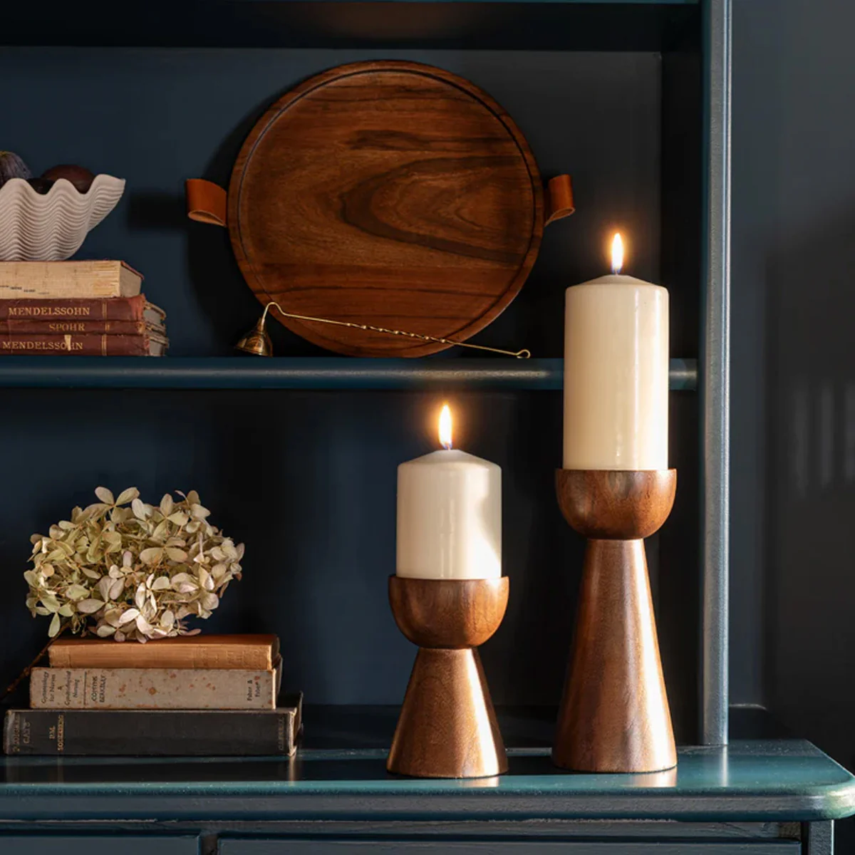 Ivyline Harvey Walnut Wooden Candle Plate - Image 6