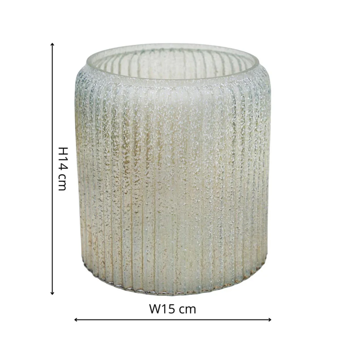 Ivyline Verre Frosted Ribbed Glass Gold Planter - Image 4