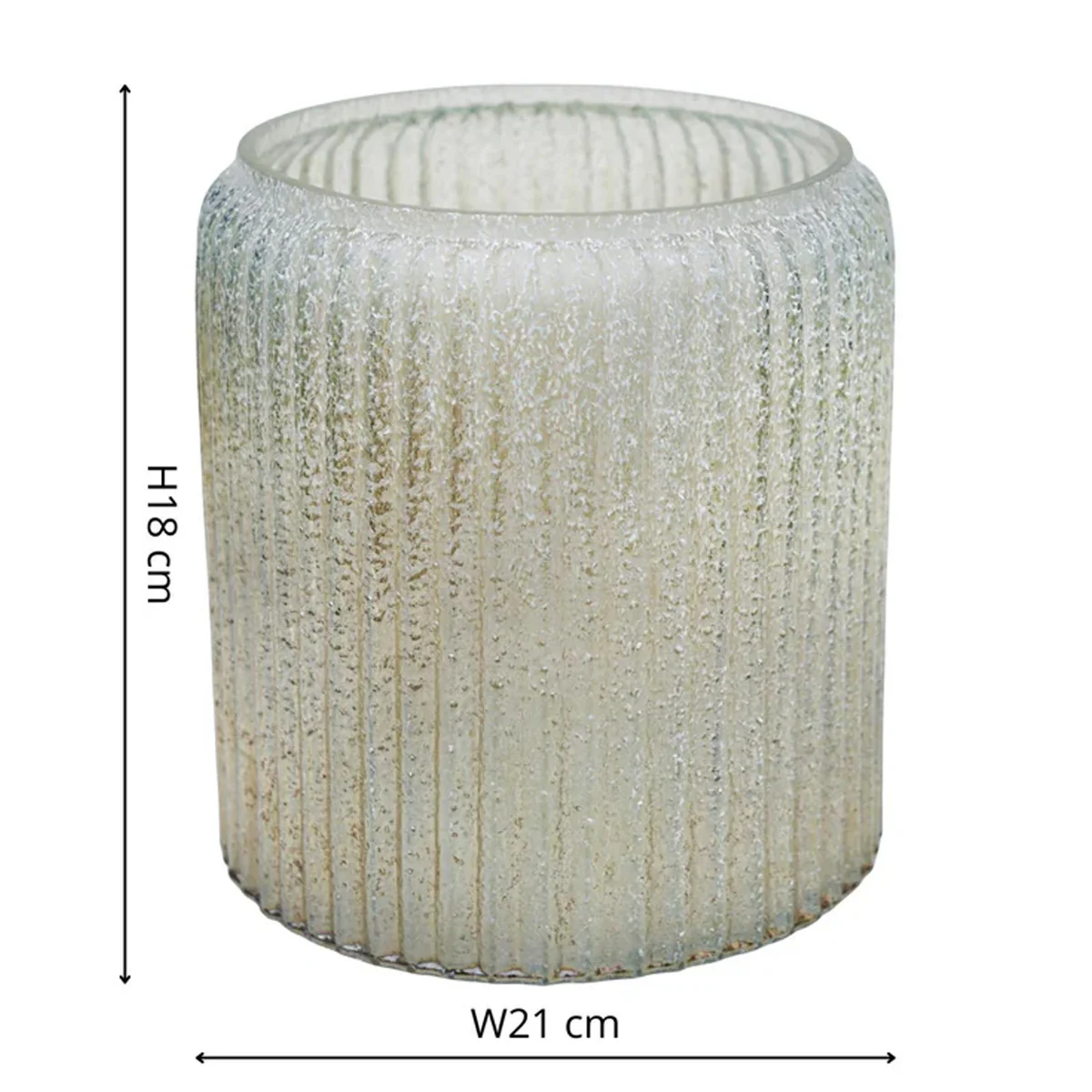 Ivyline Verre Frosted Ribbed Glass Gold Planter - Image 5
