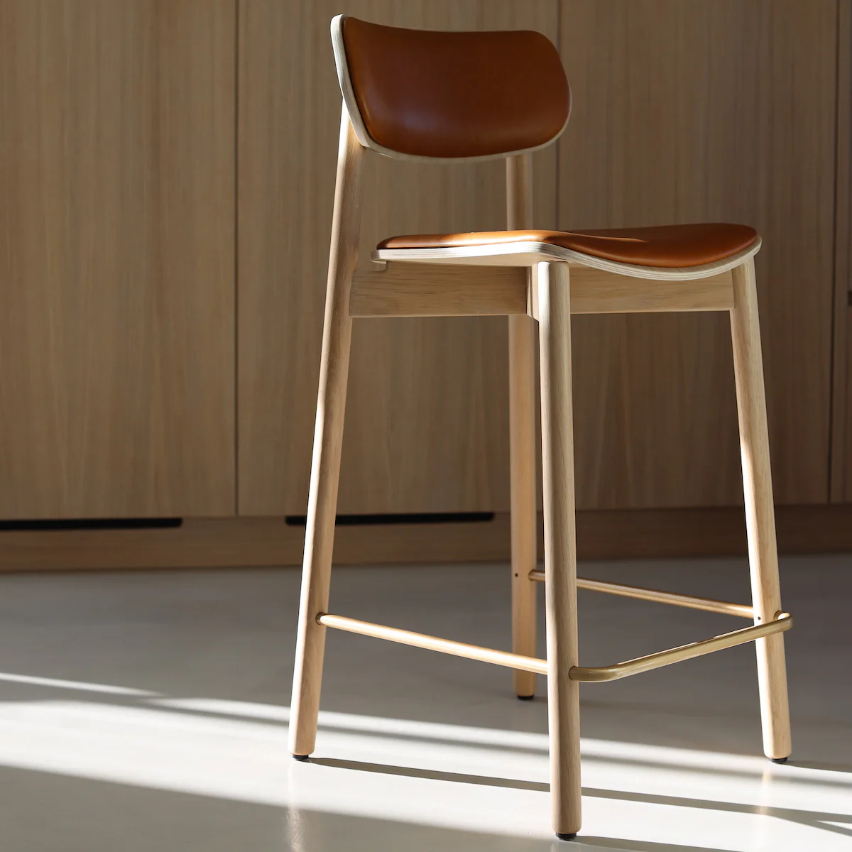 Honest Furniture Otis Oak Stool 65cm - Upholstered - Image 12