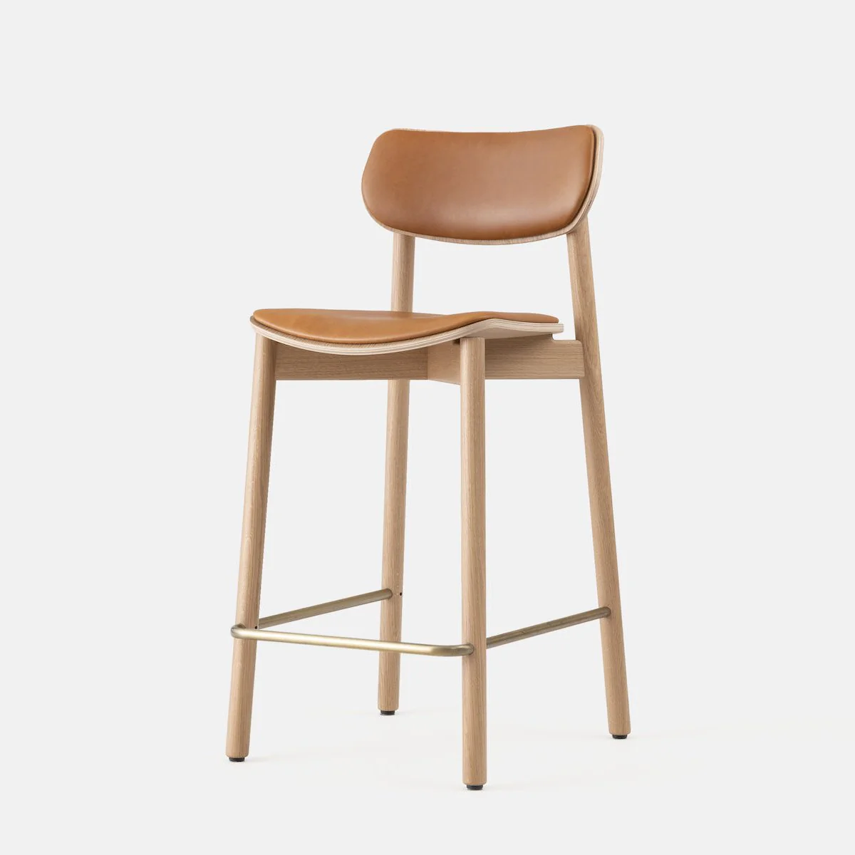 Honest Furniture Otis Oak Stool 65cm - Upholstered - Image 2