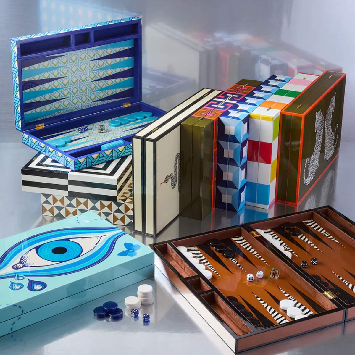 Jonathan Adler Basketweave Backgammon Set - Image 4