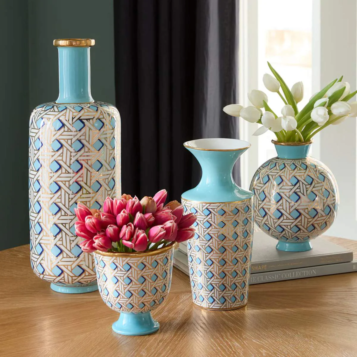 Jonathan Adler Basketweave Pedestal Bowl - Image 3