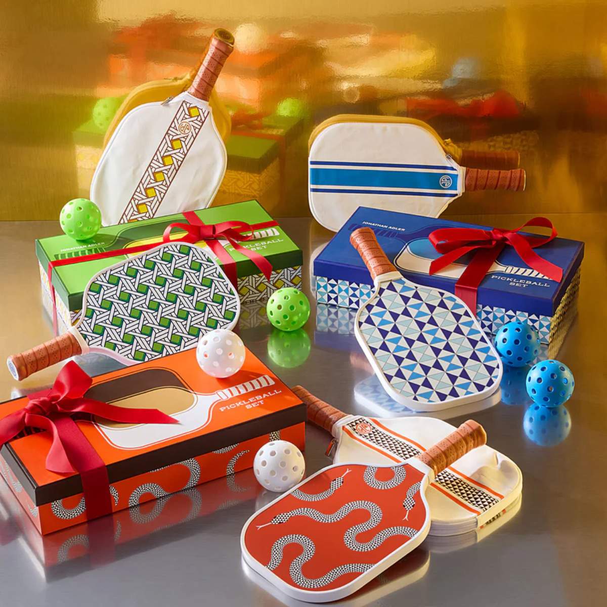 Jonathan Adler Basketweave Pickleball Set - Image 6