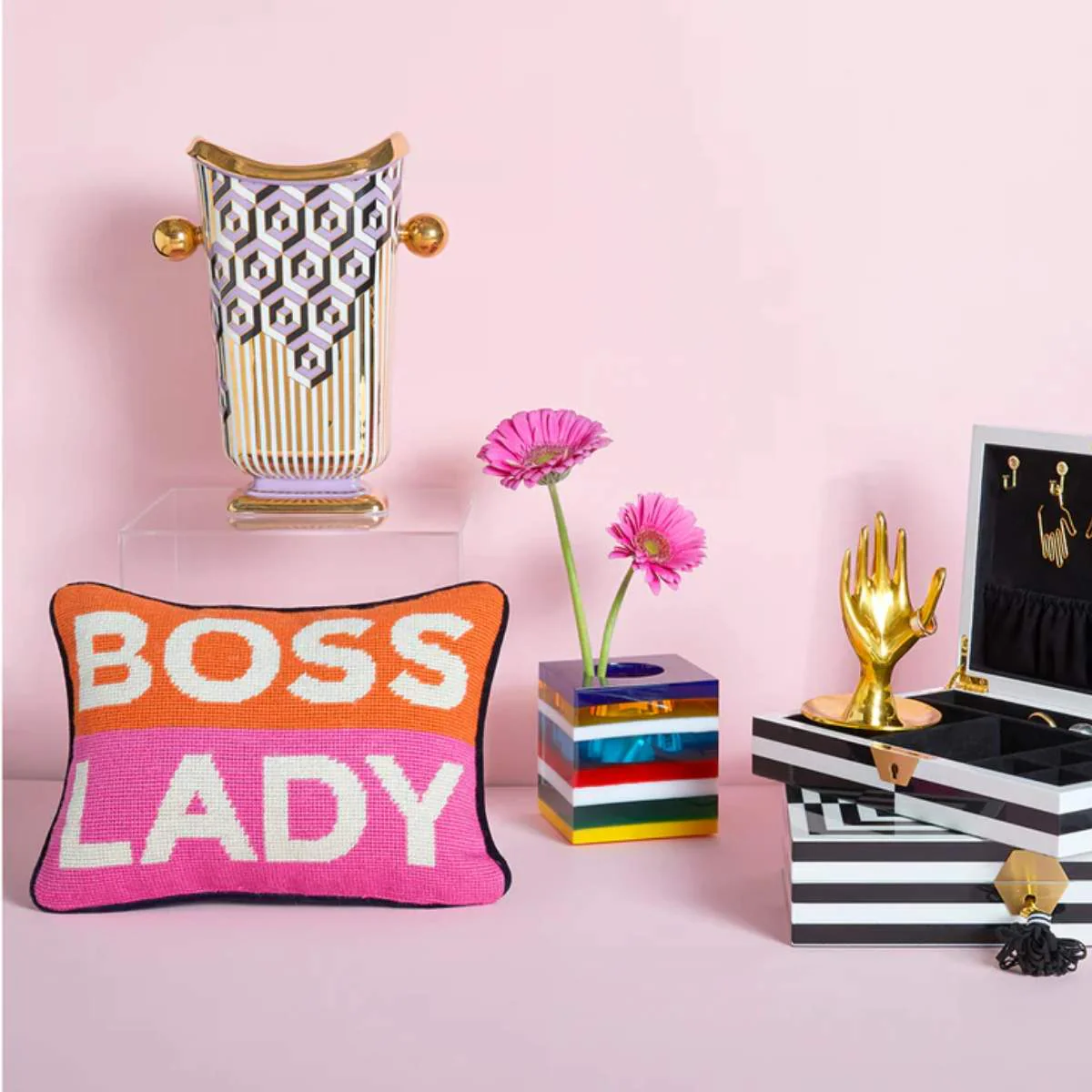 Jonathan Adler Boss Lady Needlepoint Cushion - Image 5