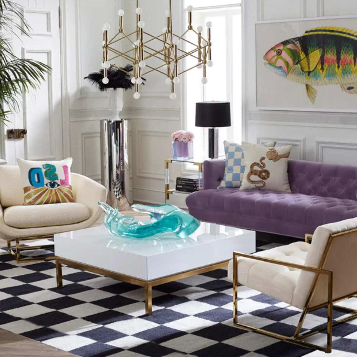 Jonathan Adler Checkerboard Large Scale Flatweave Rug - Image 6