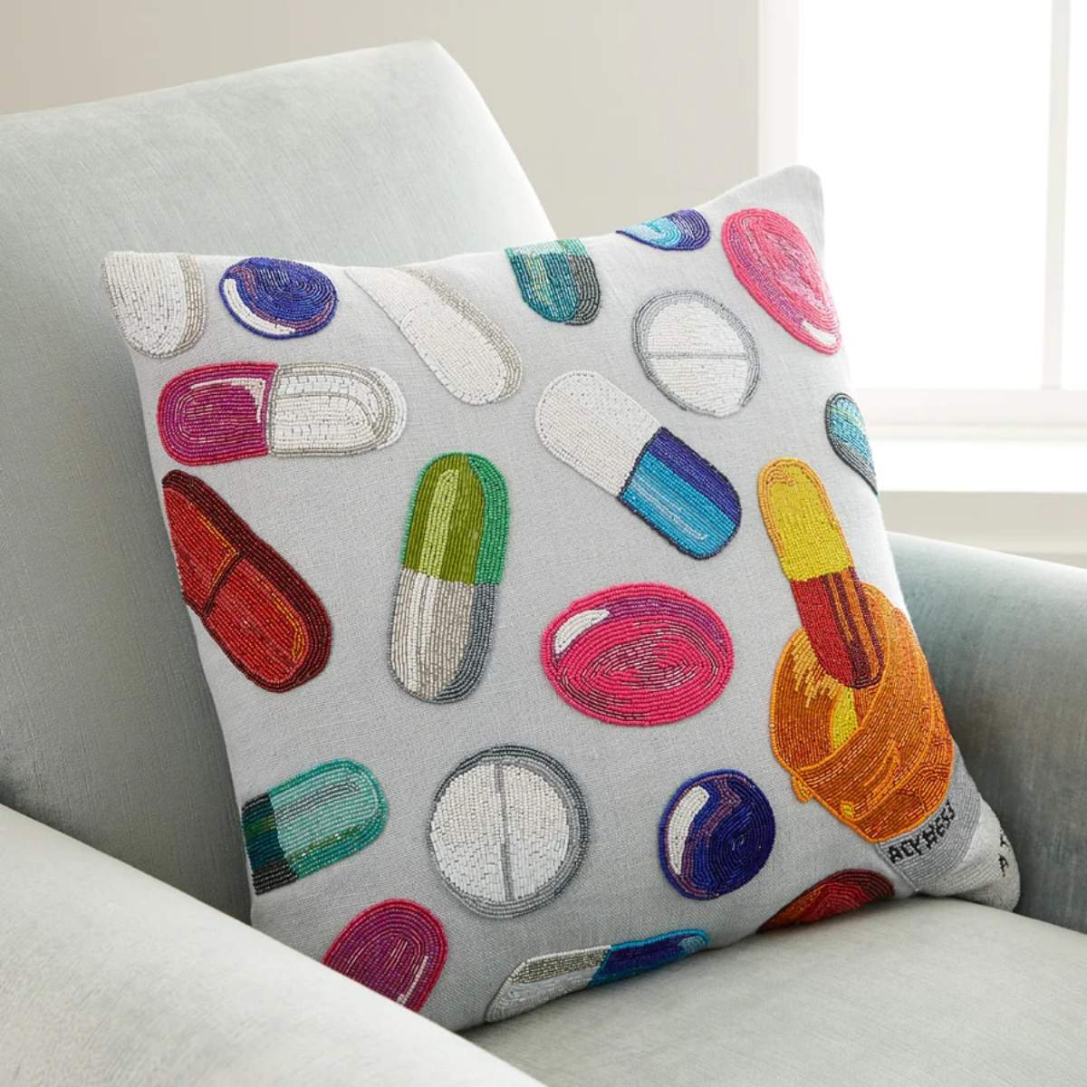 Jonathan Adler Happy Pills Beaded Cushion - Image 2