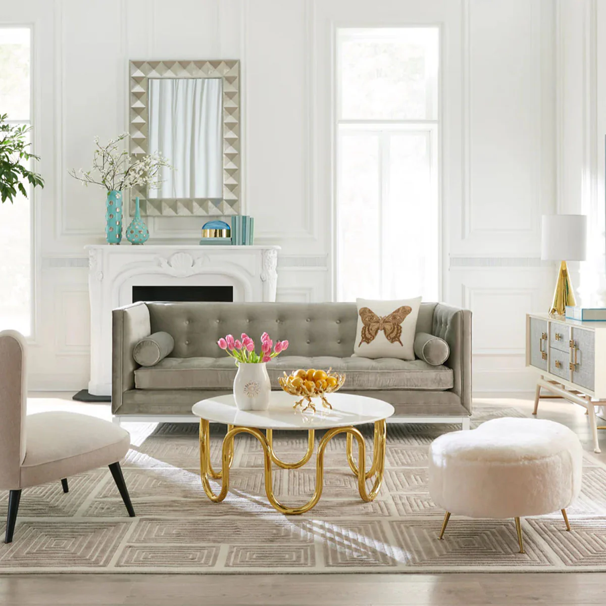 Jonathan Adler Kidney Ottoman - Image 3