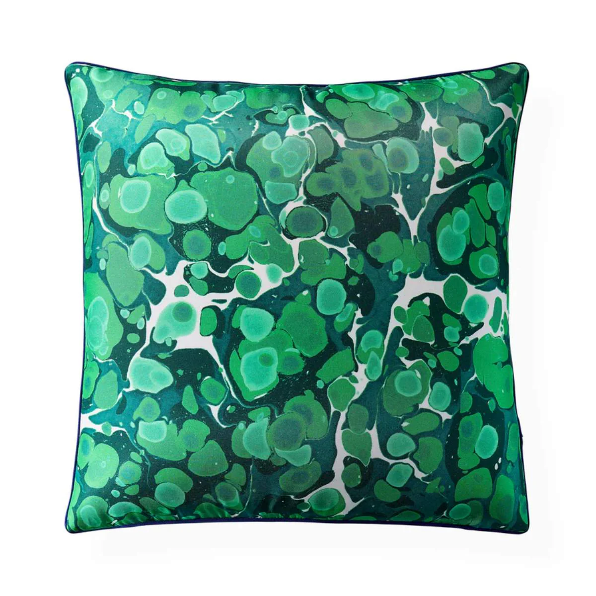 Jonathan Adler Marbleized Green Silk Cushion