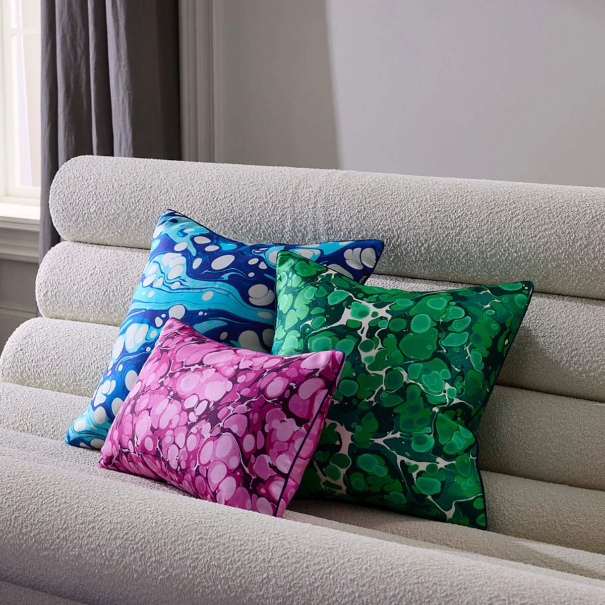 Jonathan Adler Marbleized Green Silk Cushion - Image 3
