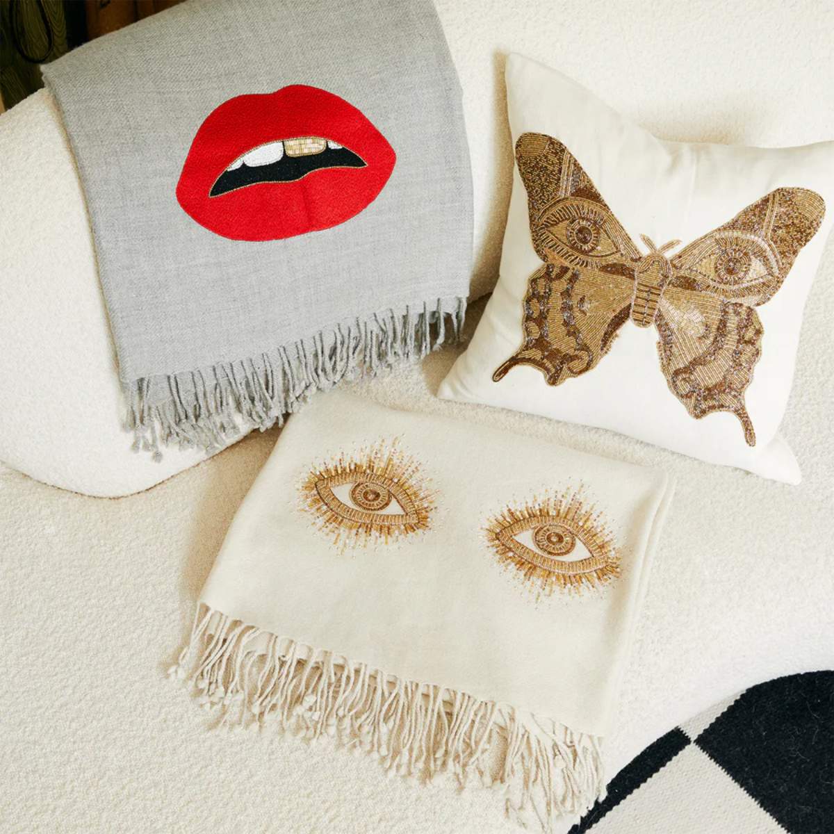 Jonathan Adler Muse Eyes Embellished Throw - Image 3