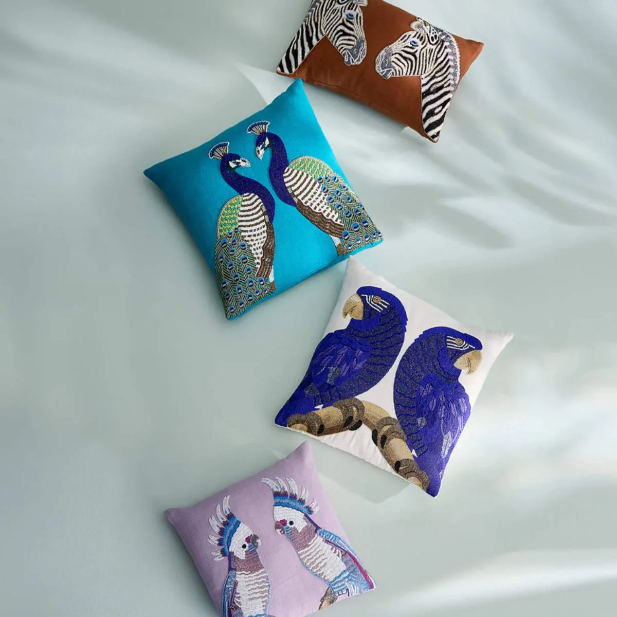 Jonathan Adler Peacock Beaded Cushion - Image 4