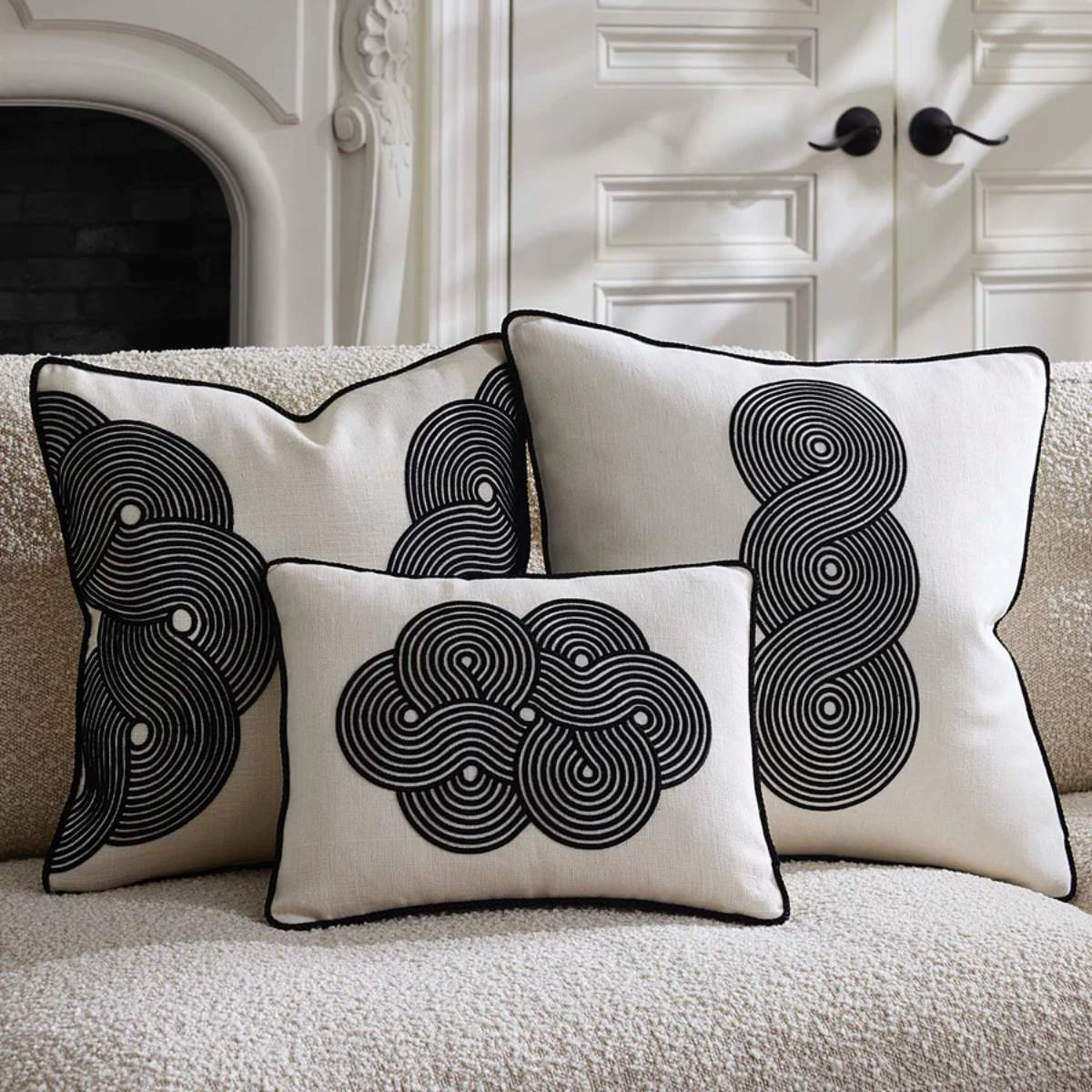 Jonathan Adler Pompidou B&W Loops Circles Cushion - Image 4