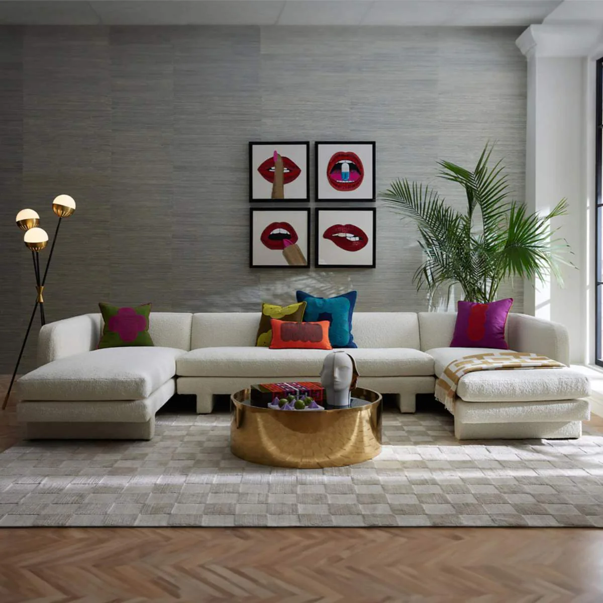 Jonathan Adler Pompidou Blue Border Cushion - Image 4