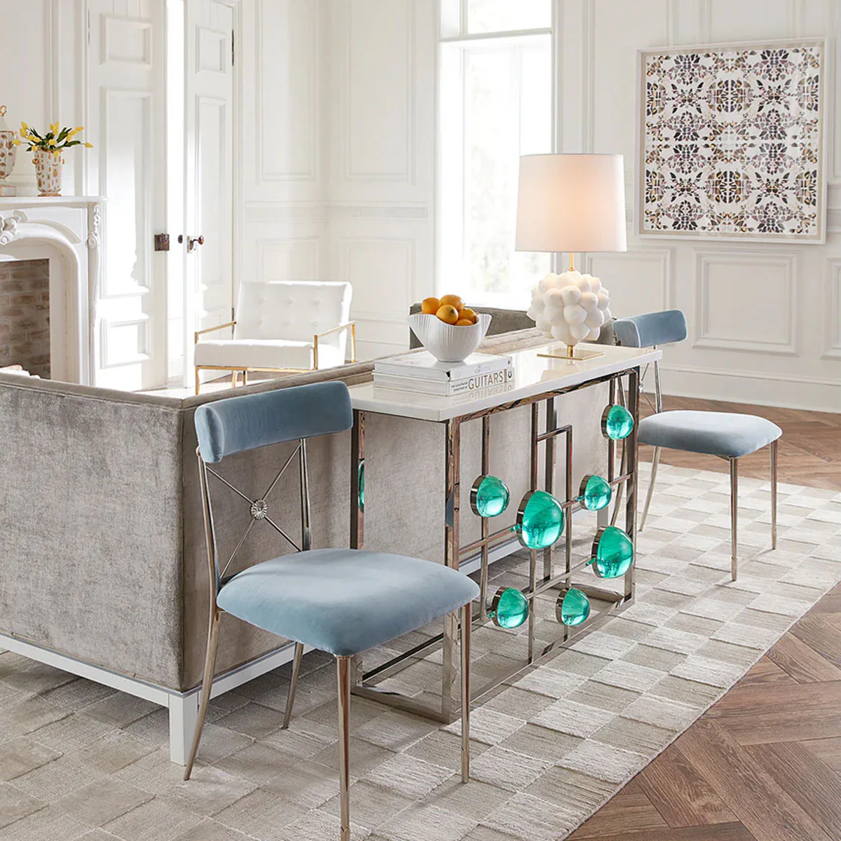 Jonathan Adler Rider Dining Chair - Rialto Midnight/Gunmetal - Image 7