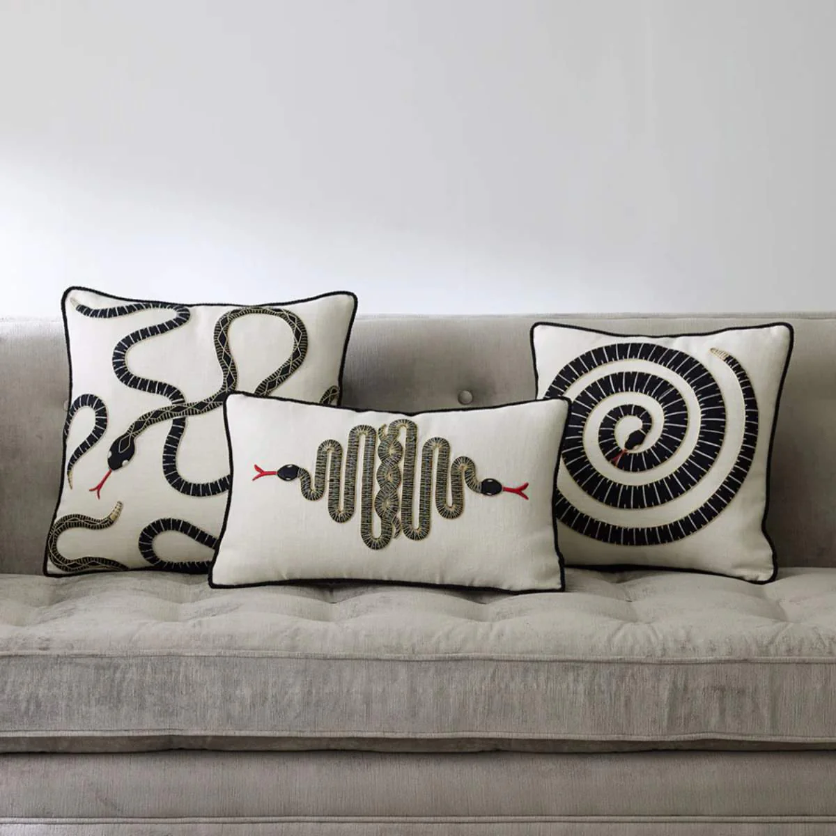 Jonathan Adler Snake Embroidered Cushion - Image 3