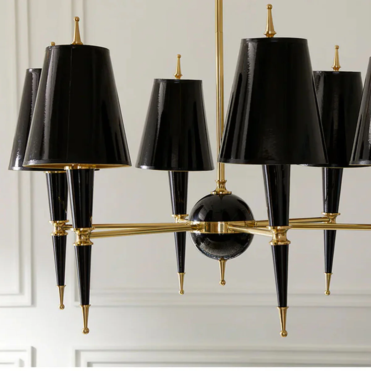 Jonathan Adler Versailles Chandelier - Black/Modern Brass - Black Lacquer Shade - Image 4