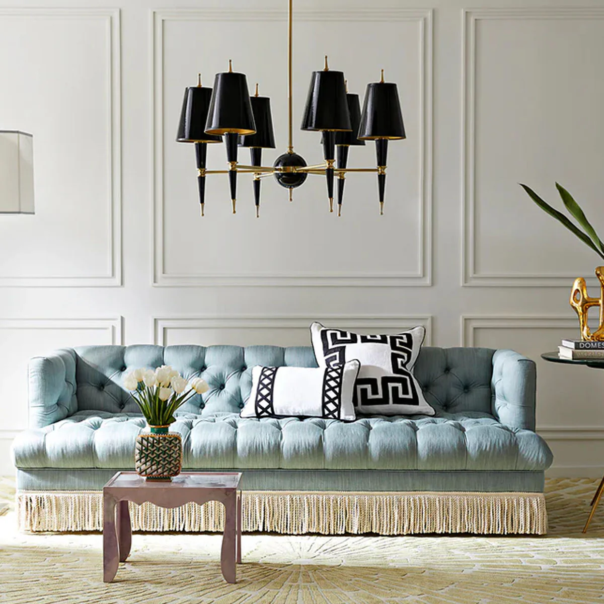 Jonathan Adler Versailles Chandelier - Black/Modern Brass - Black Lacquer Shade - Image 5