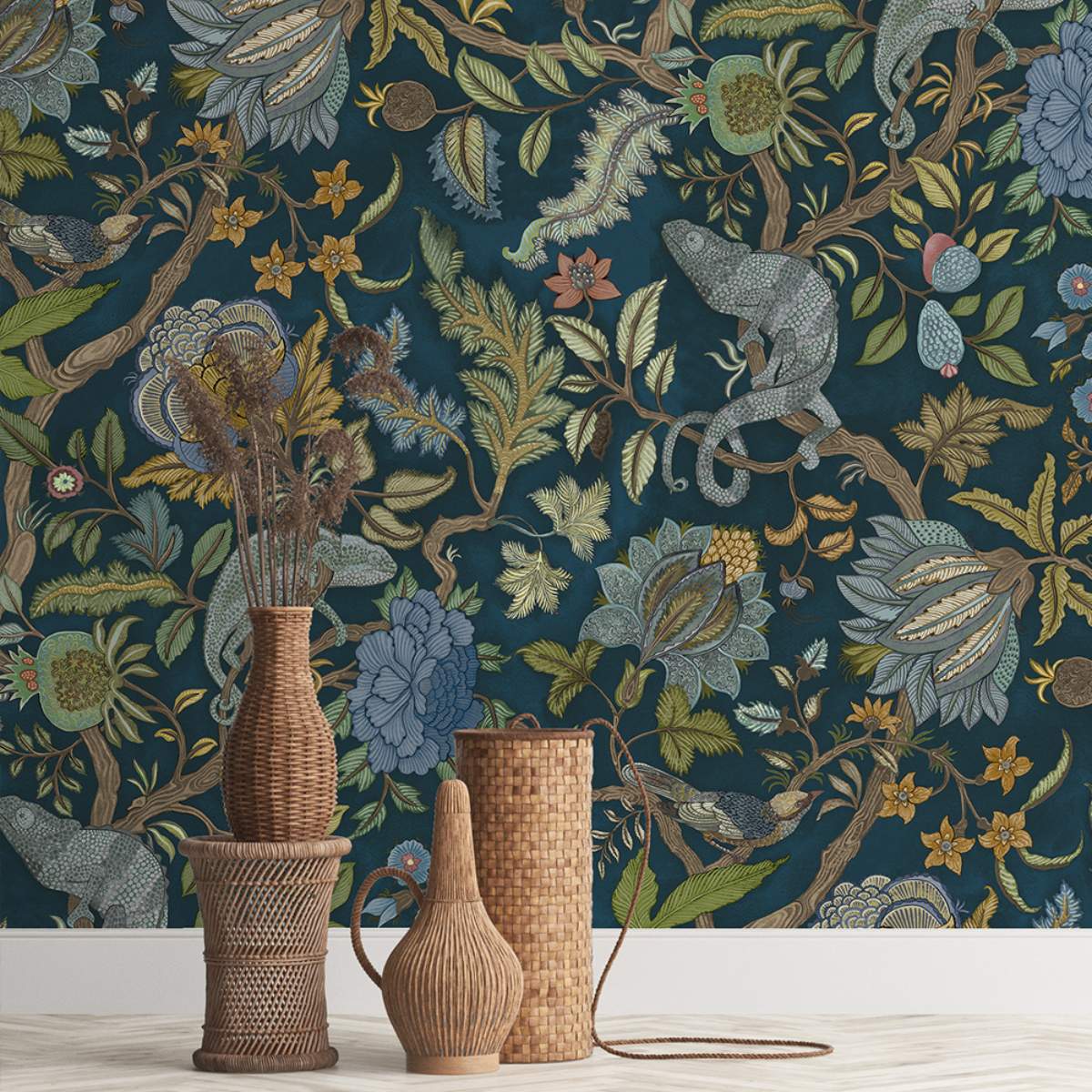 Josephine Munsey Chameleon Trail Wallpaper - Bright Blues and Green - Image 2