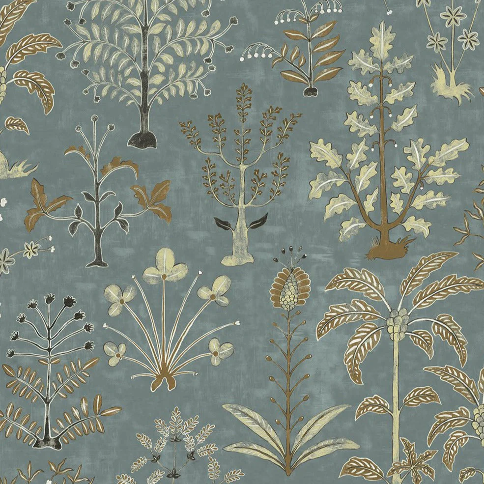 Josephine Munsey Cynthia Wallpaper - Mid Blue and Olive