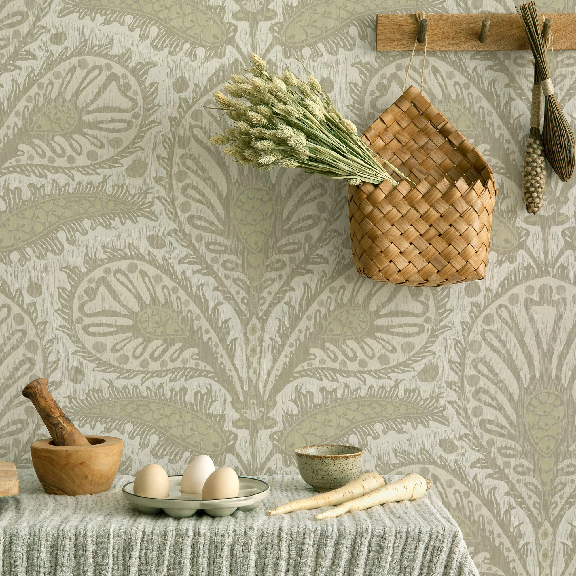 Josephine Munsey Ikat Clover Wallpaper - Sage - Image 2