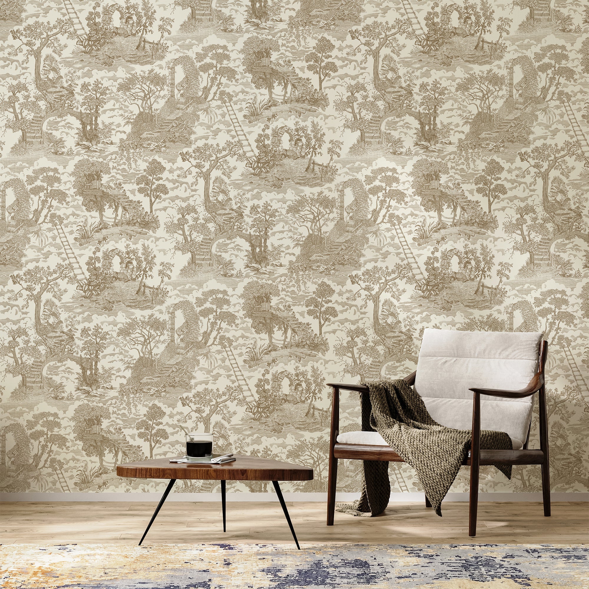 Josephine Munsey Islet Hoping Toile Wallpaper - Stone - Image 2