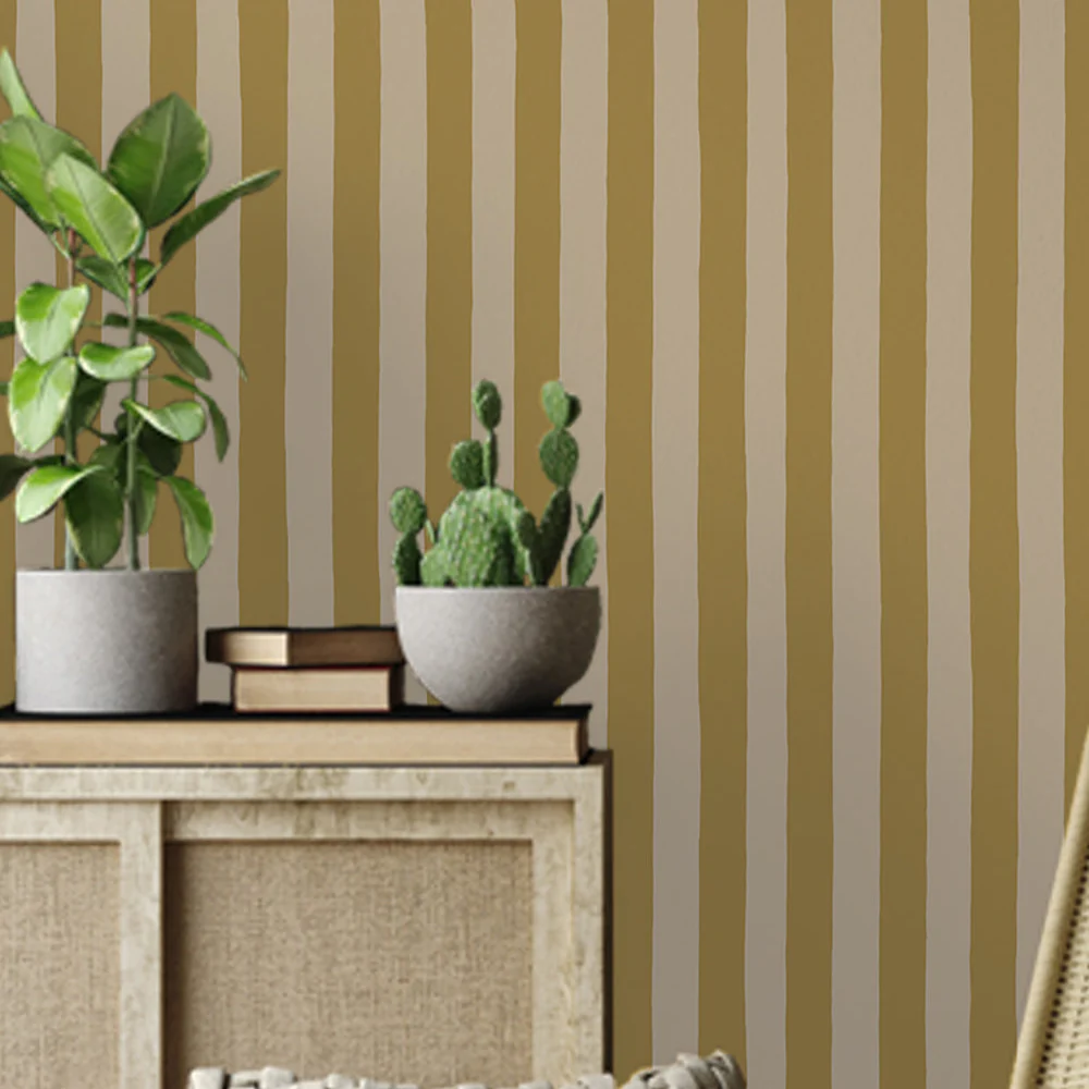 Josephine Munsey Medium Hand Painted Stripe - Summer Evening and Parsnip - Roll - Image 5