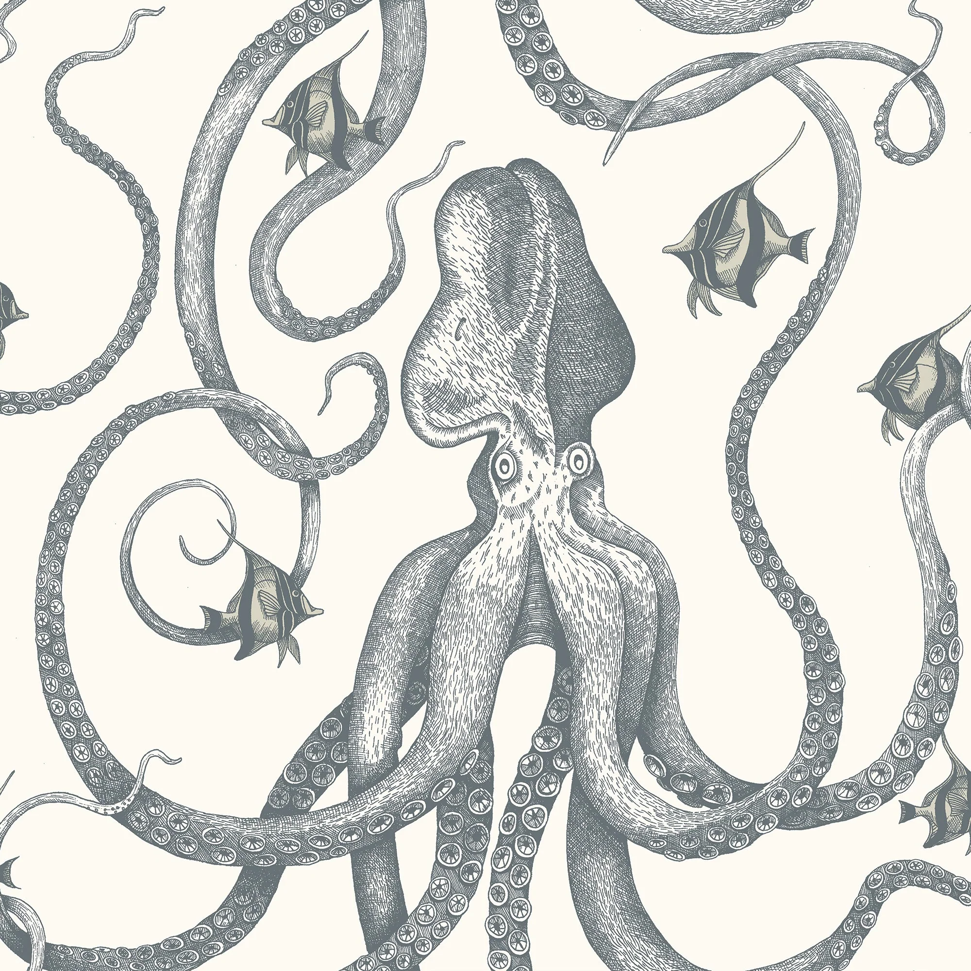 Josephine Munsey Octopoda Grand Wallpaper - Hilles White