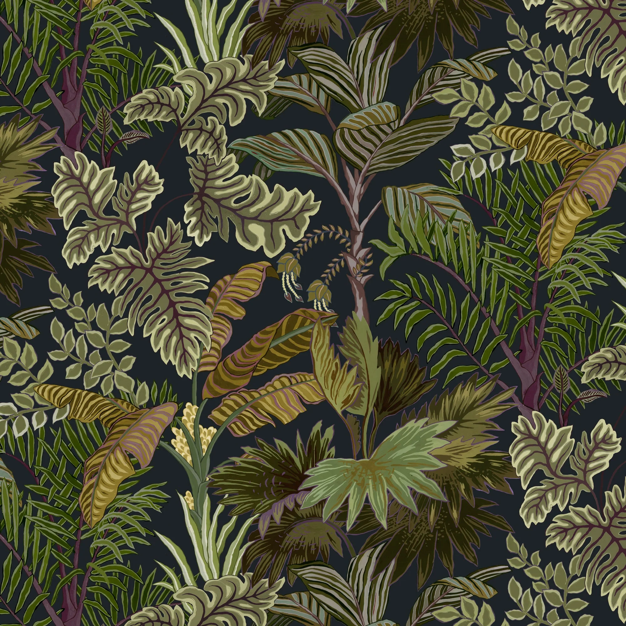 Josephine Munsey Palm Grove Wallpaper - Midnight and Green