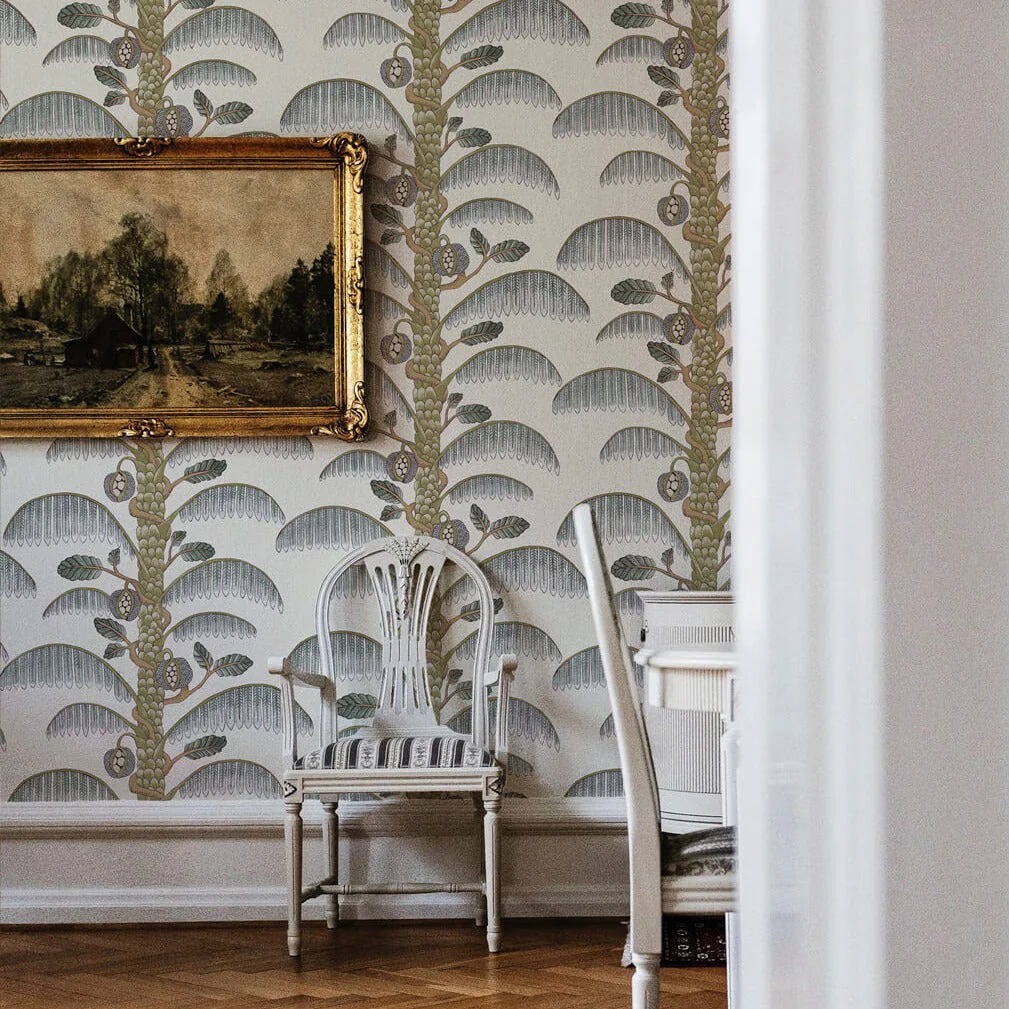 Josephine Munsey Palm Stripe Wallpaper - Clarke White - Image 2