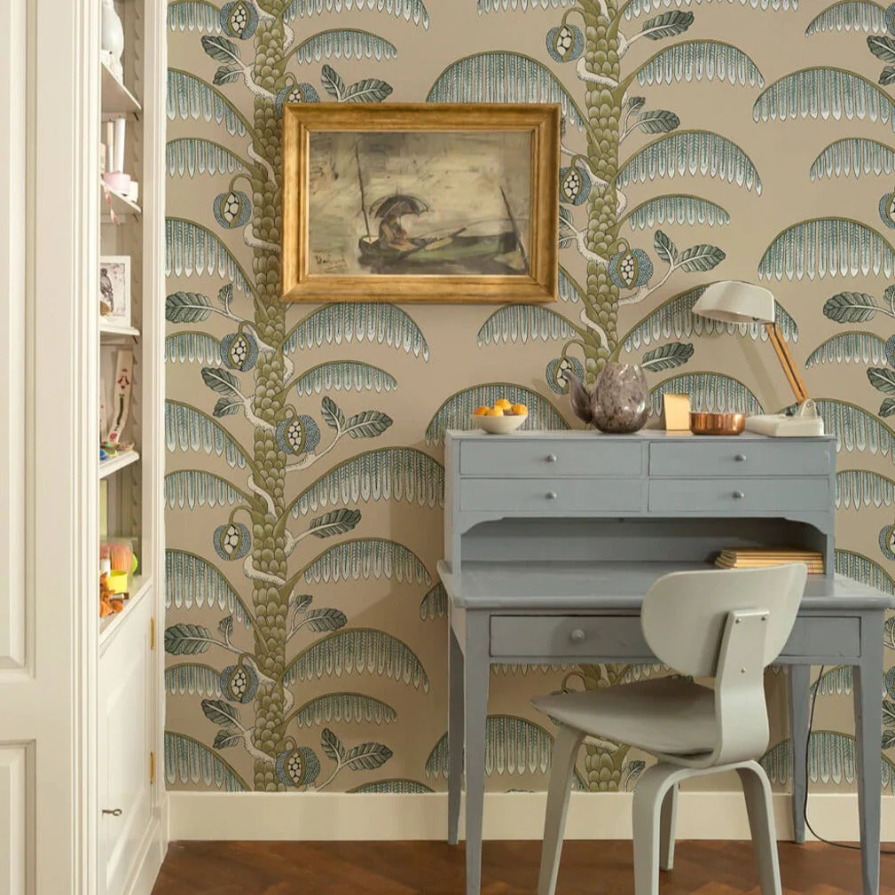 Josephine Munsey Palm Stripe Wallpaper - Edge Sand - Image 2