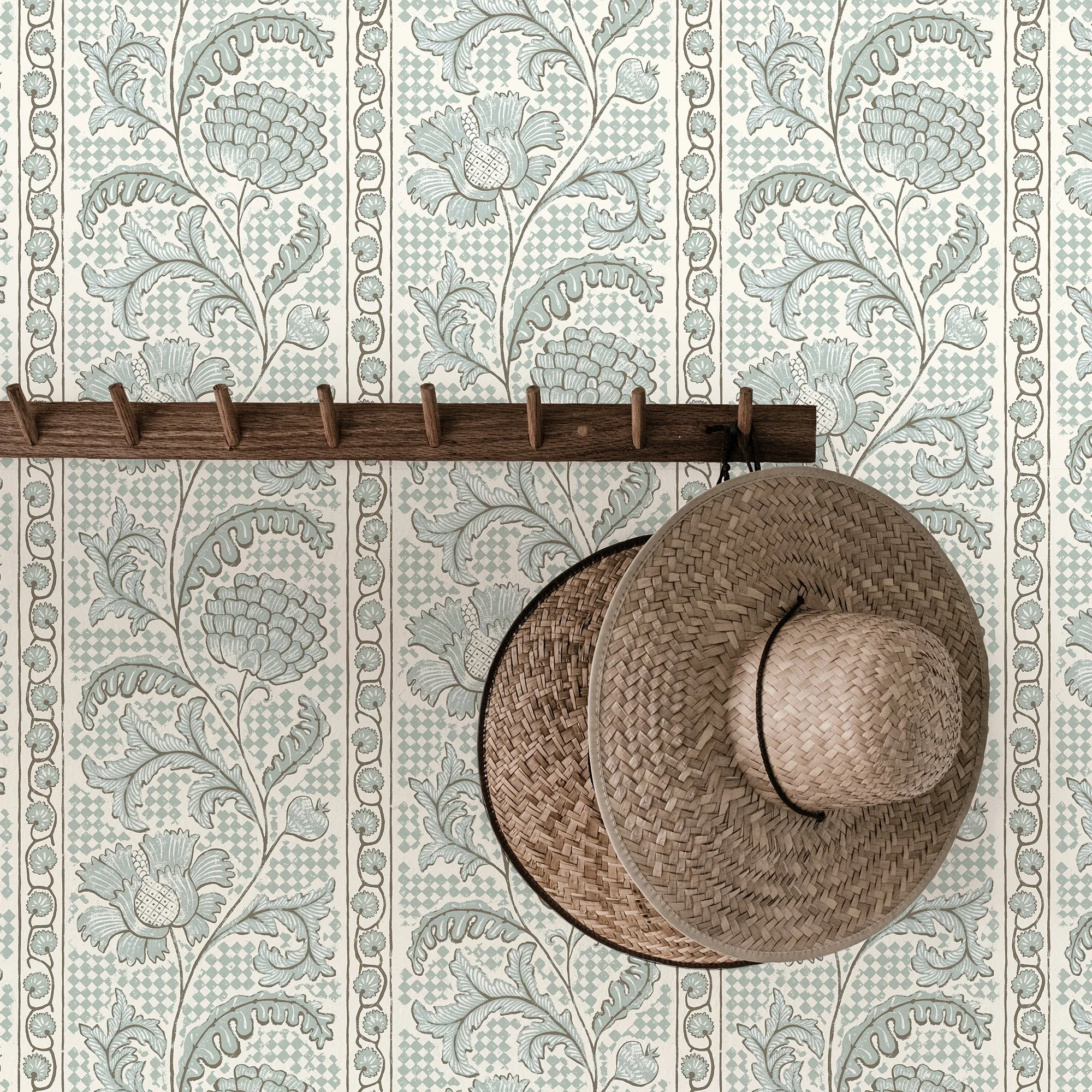 Josephine Munsey Floral Check Wallpaper - Barton Blue and Cotswold White - Image 2