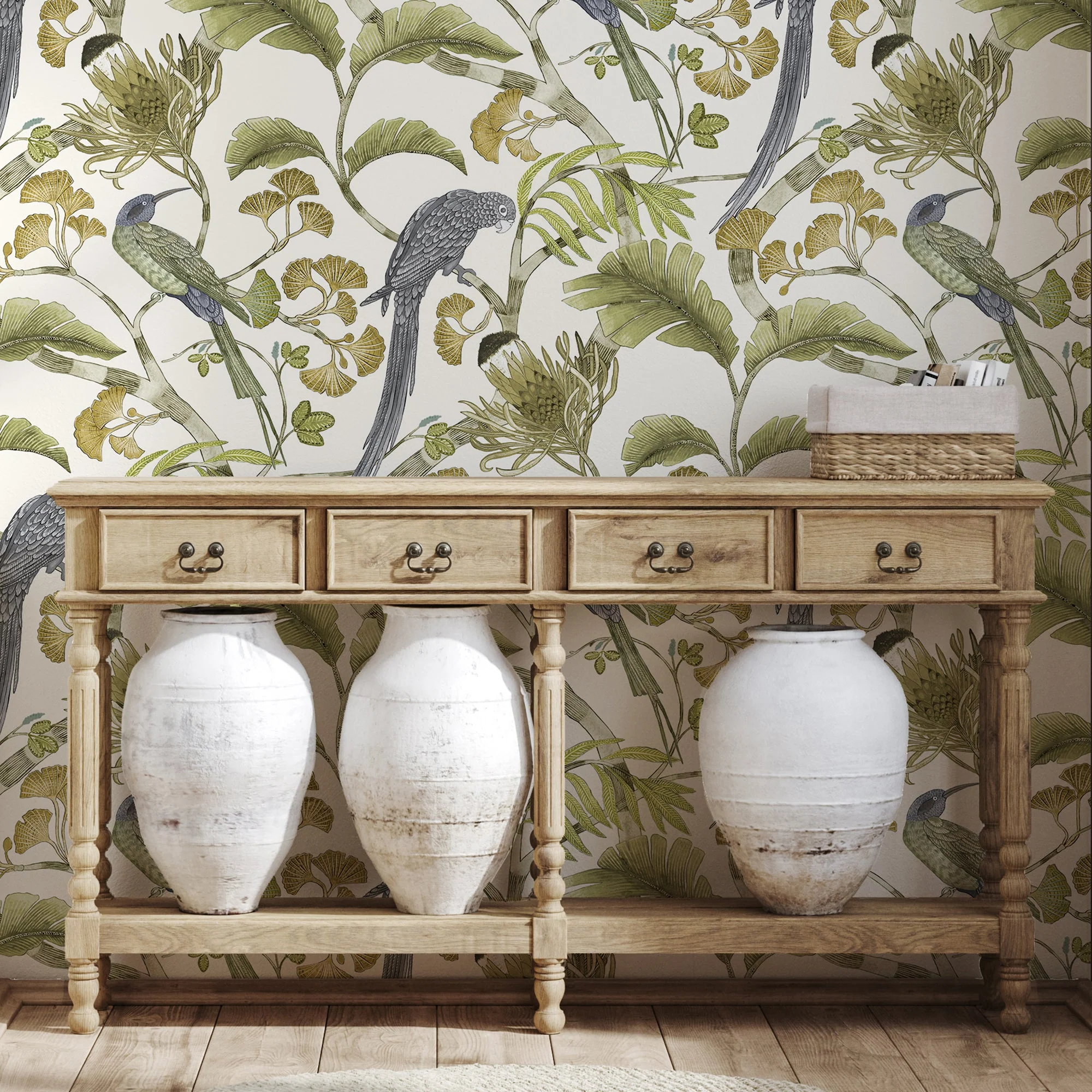 Josephine Munsey Living Branches Wallpaper - Hilles White and Greens - Image 2
