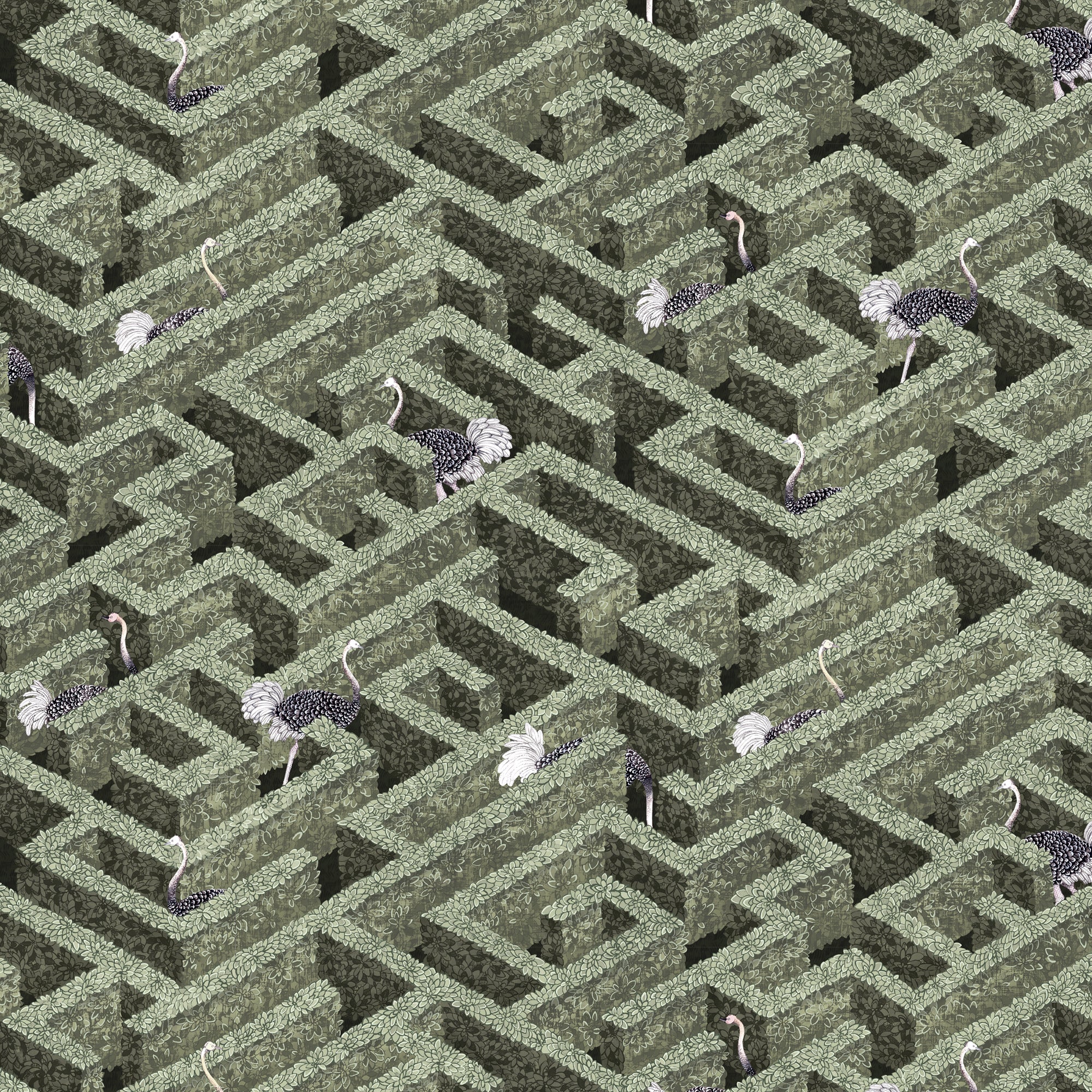 Josephine Munsey Labyrinth With Ostriches Wallpaper