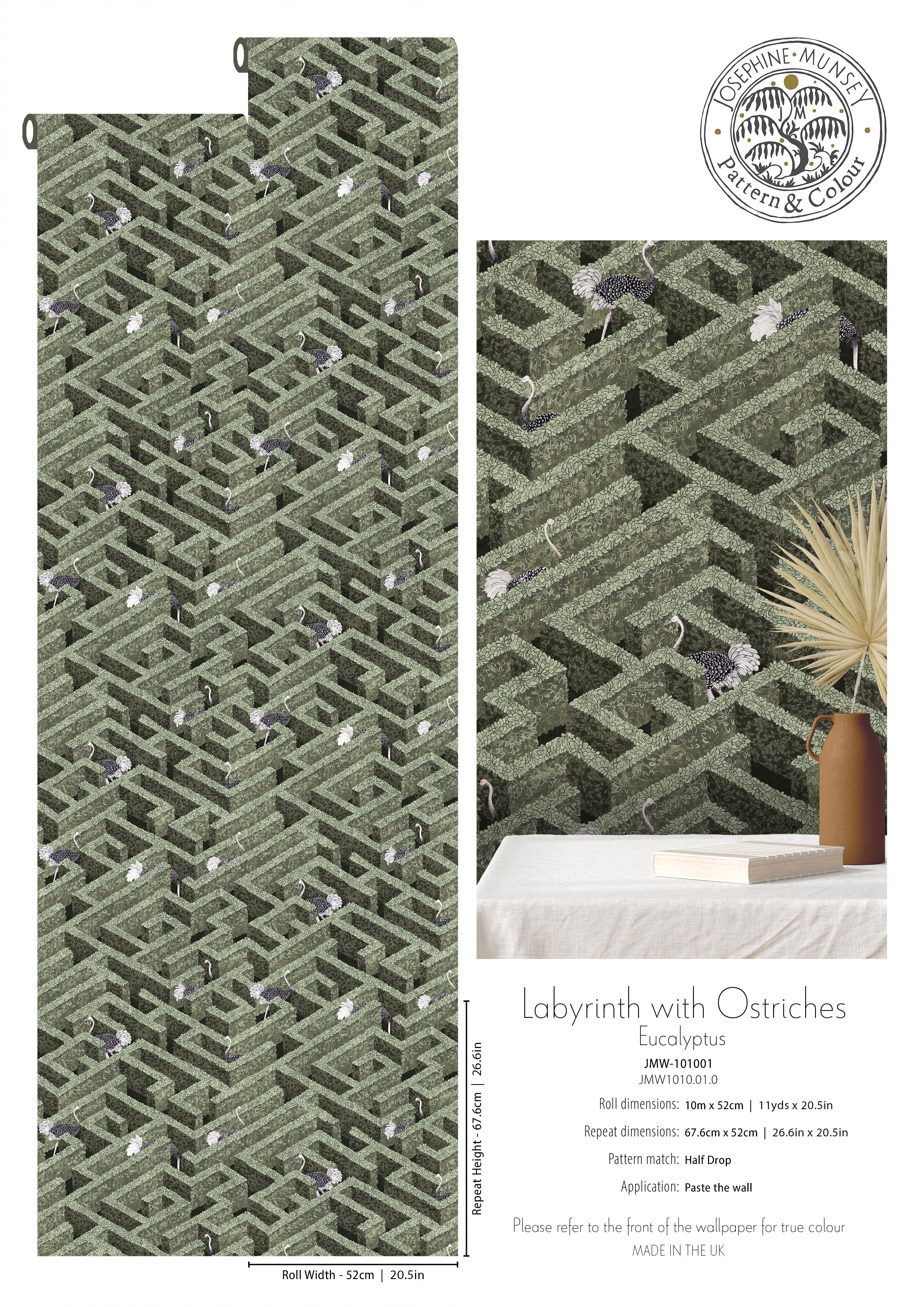 Josephine Munsey Labyrinth With Ostriches Wallpaper - Image 3