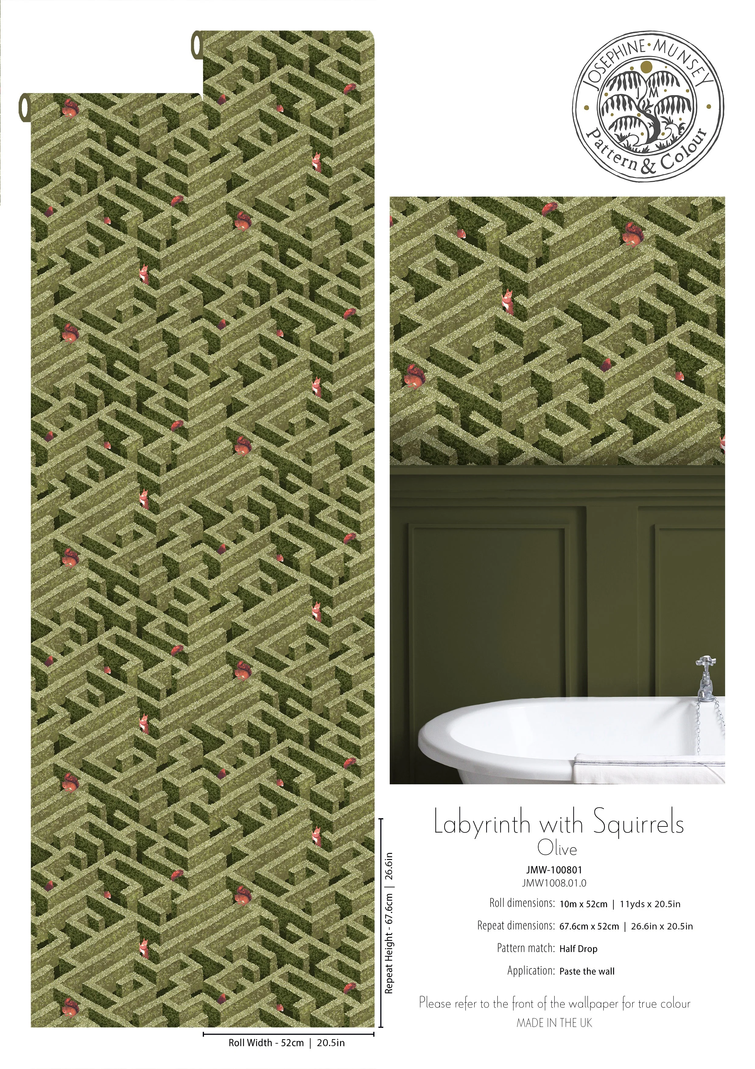 Josephine Munsey Labyrinth With Squirrels Wallpaper - Image 3