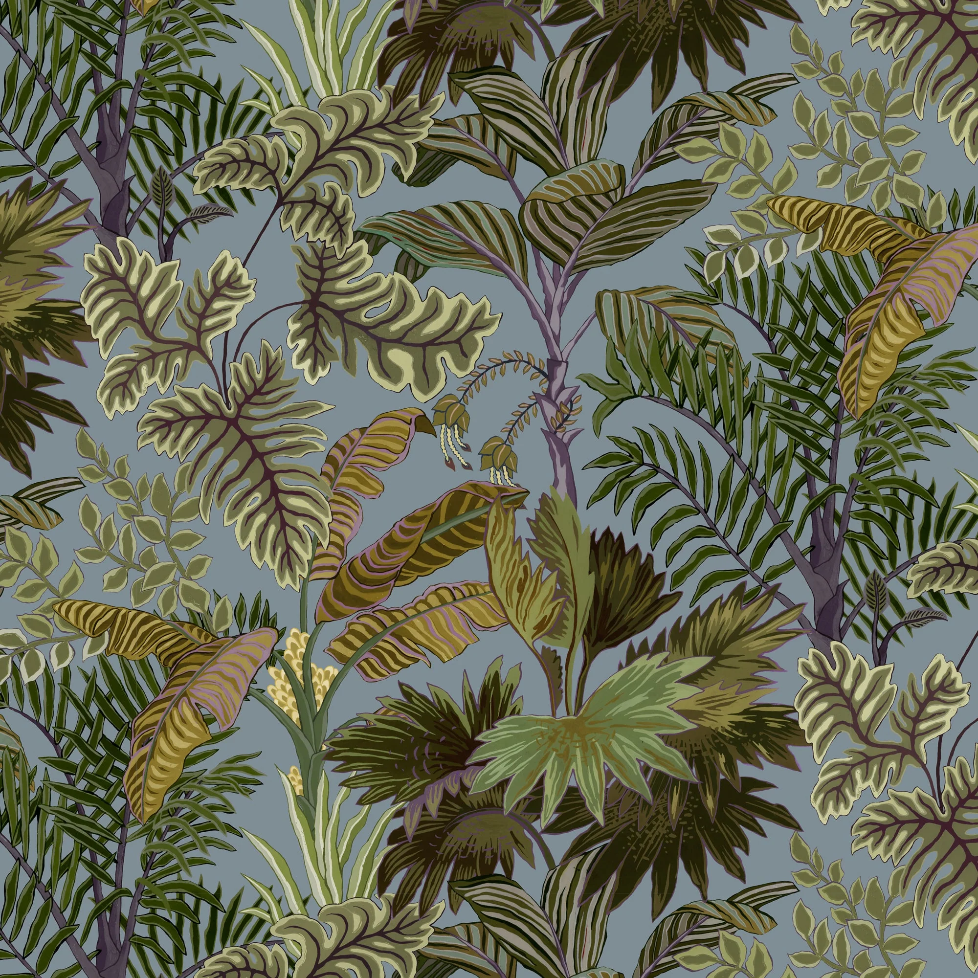 Josephine Munsey Palm Grove Wallpaper - Dusk and Verdigris