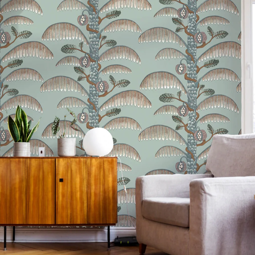Josephine Munsey Palm Stripe Wallpaper - Radmoor Blue - Image 2