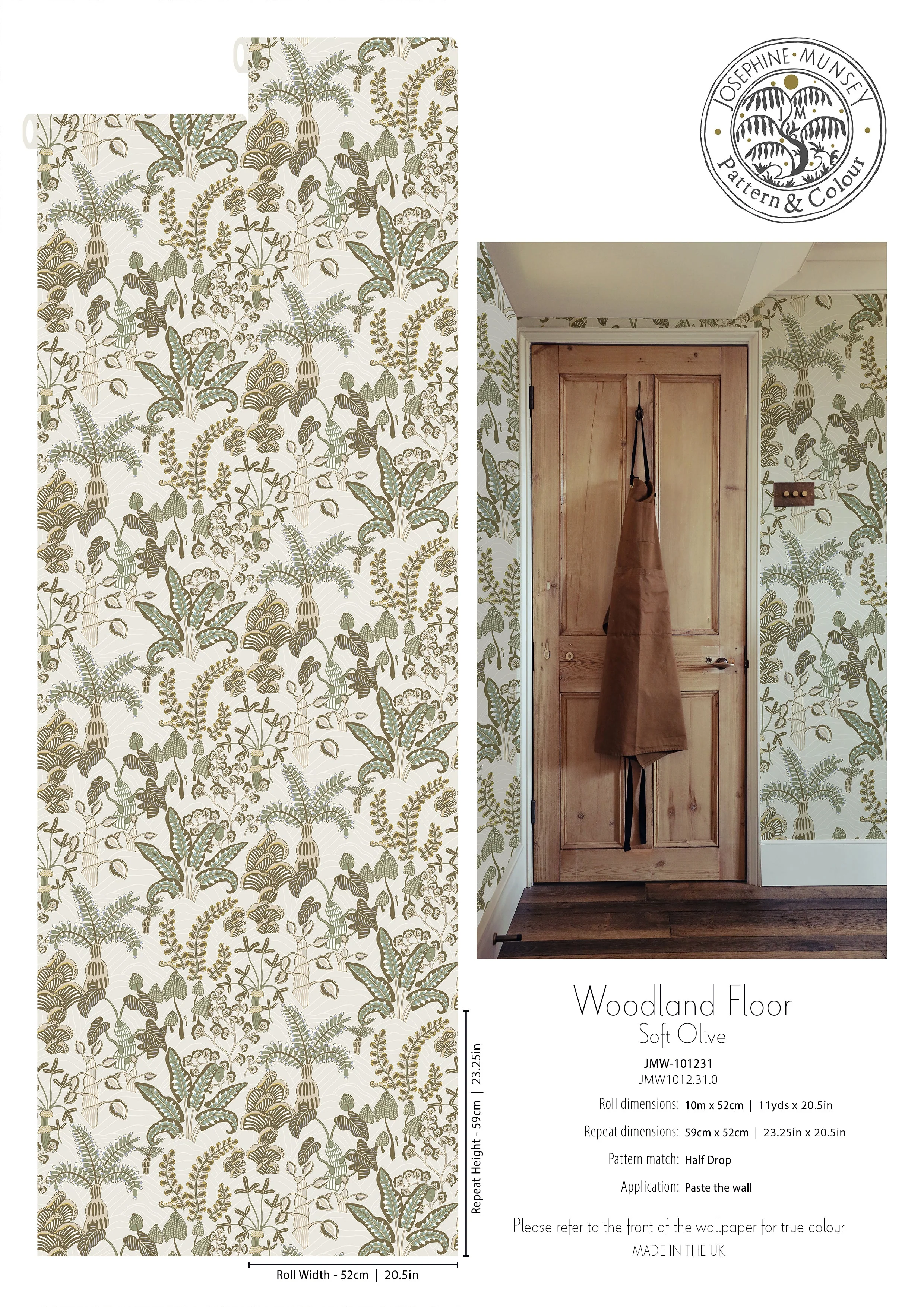 Josephine Munsey Woodland Floor Wallpaper - Soft Olive - Image 3