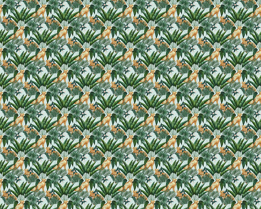 Ohpopsi Jungle Cheetah Wallpaper - Duck Egg - Image 4