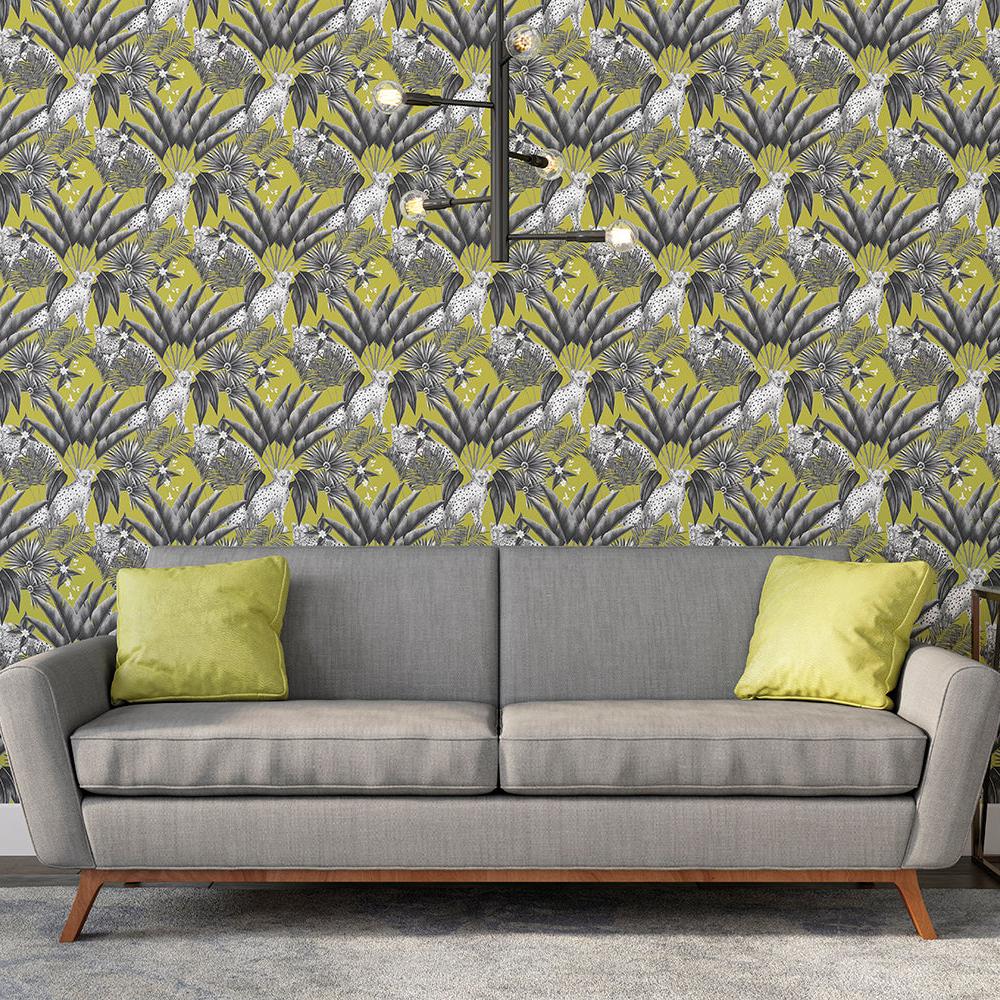 Ohpopsi Jungle Cheetah Wallpaper - Sable & Lime