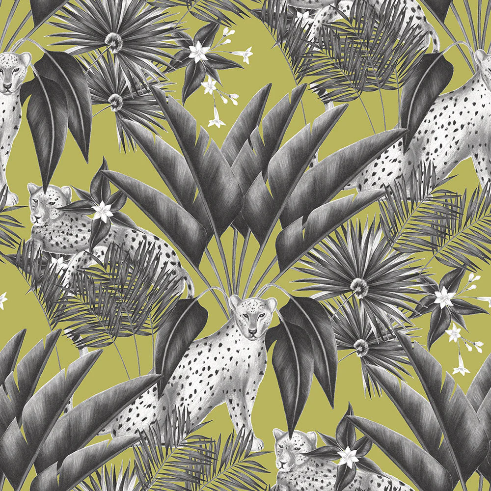 Ohpopsi Jungle Cheetah Wallpaper - Sable & Lime - Image 2