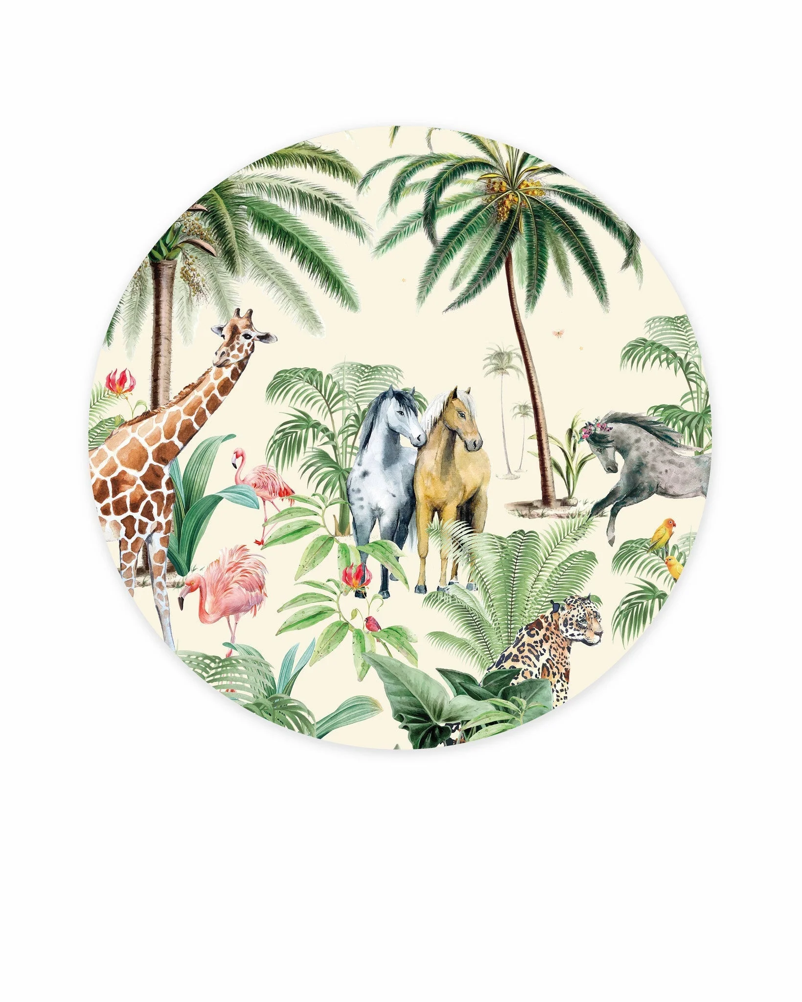 Creative Lab Amsterdam Jungle Horse Wallpaper Circle Mural