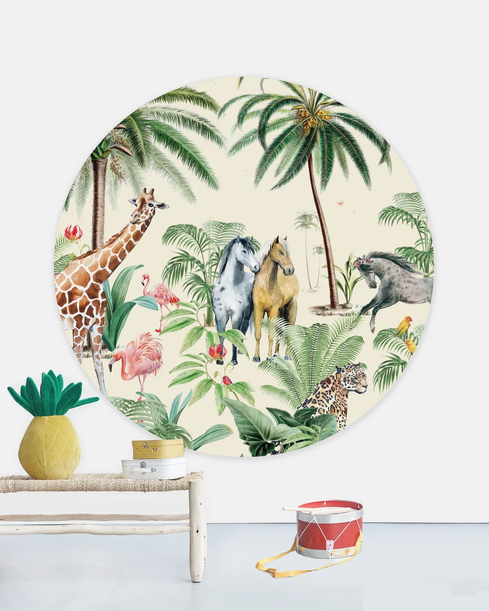 Creative Lab Amsterdam Jungle Horse Wallpaper Circle Mural - Image 2