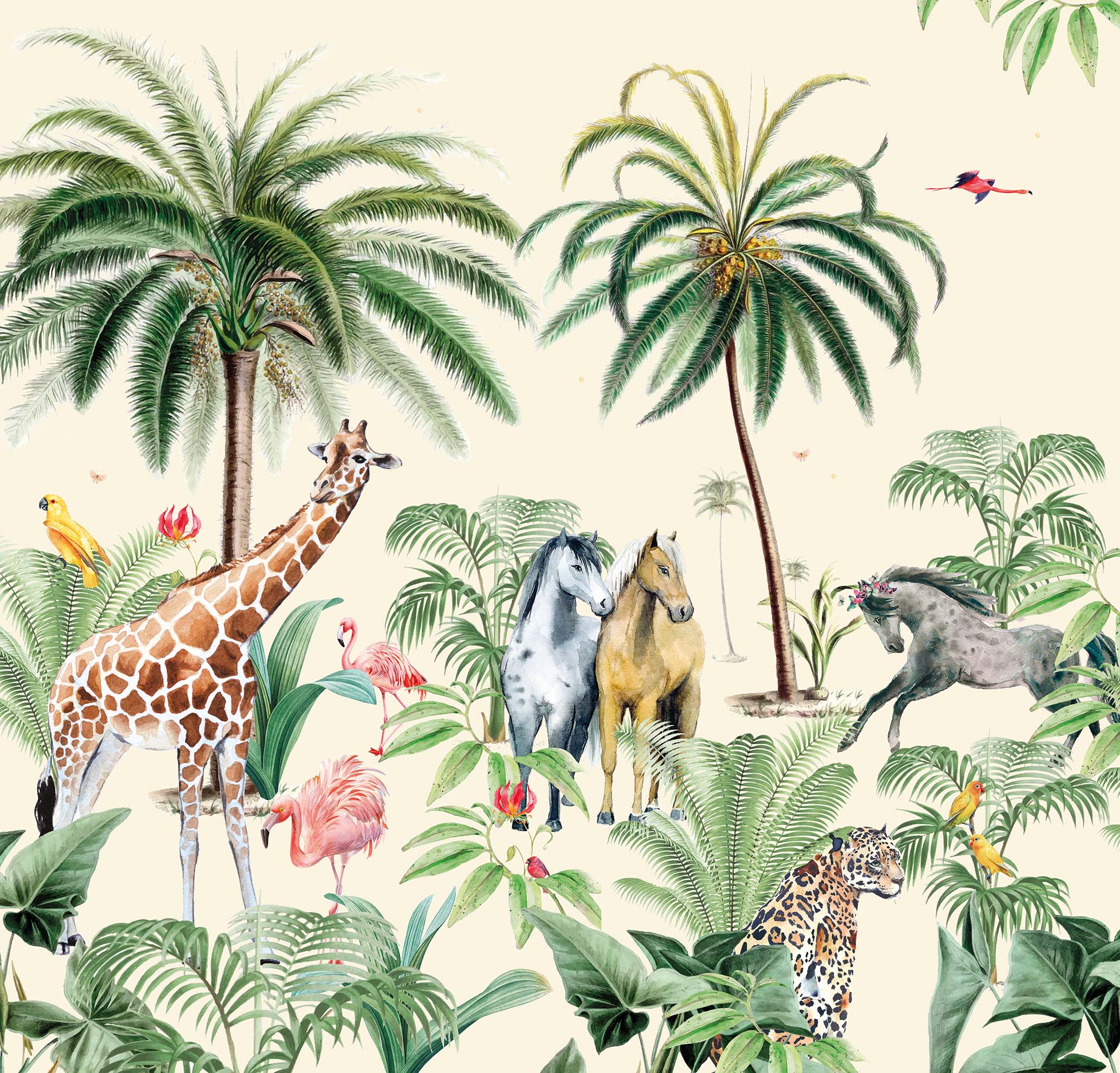 Creative Lab Amsterdam Jungle Horse Wallpaper Circle Mural - Image 3