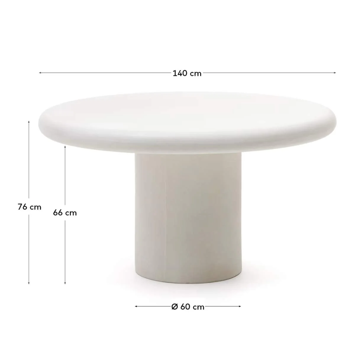 Kave Home Addaia white cement, round table, Ø140 cm - Image 4