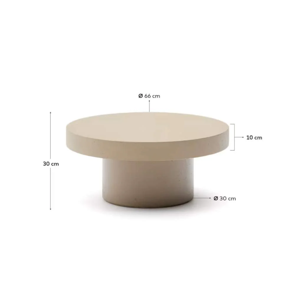 Kave Home Aiguablava Beige Cement Coffee Table Ø66cm - Image 6