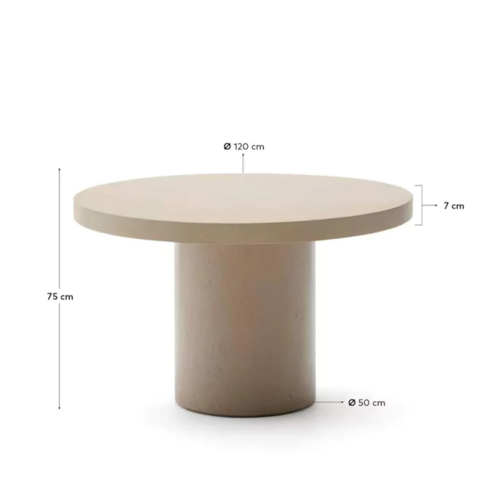 Kave Home Aiguablava Beige Cement Round Table Ø120cm - Image 7