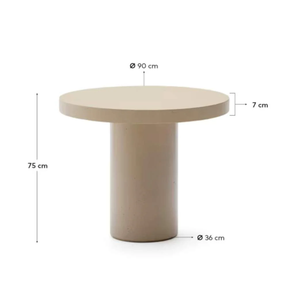 Kave Home Aiguablava Beige Cement Round Table Ø90cm - Image 7