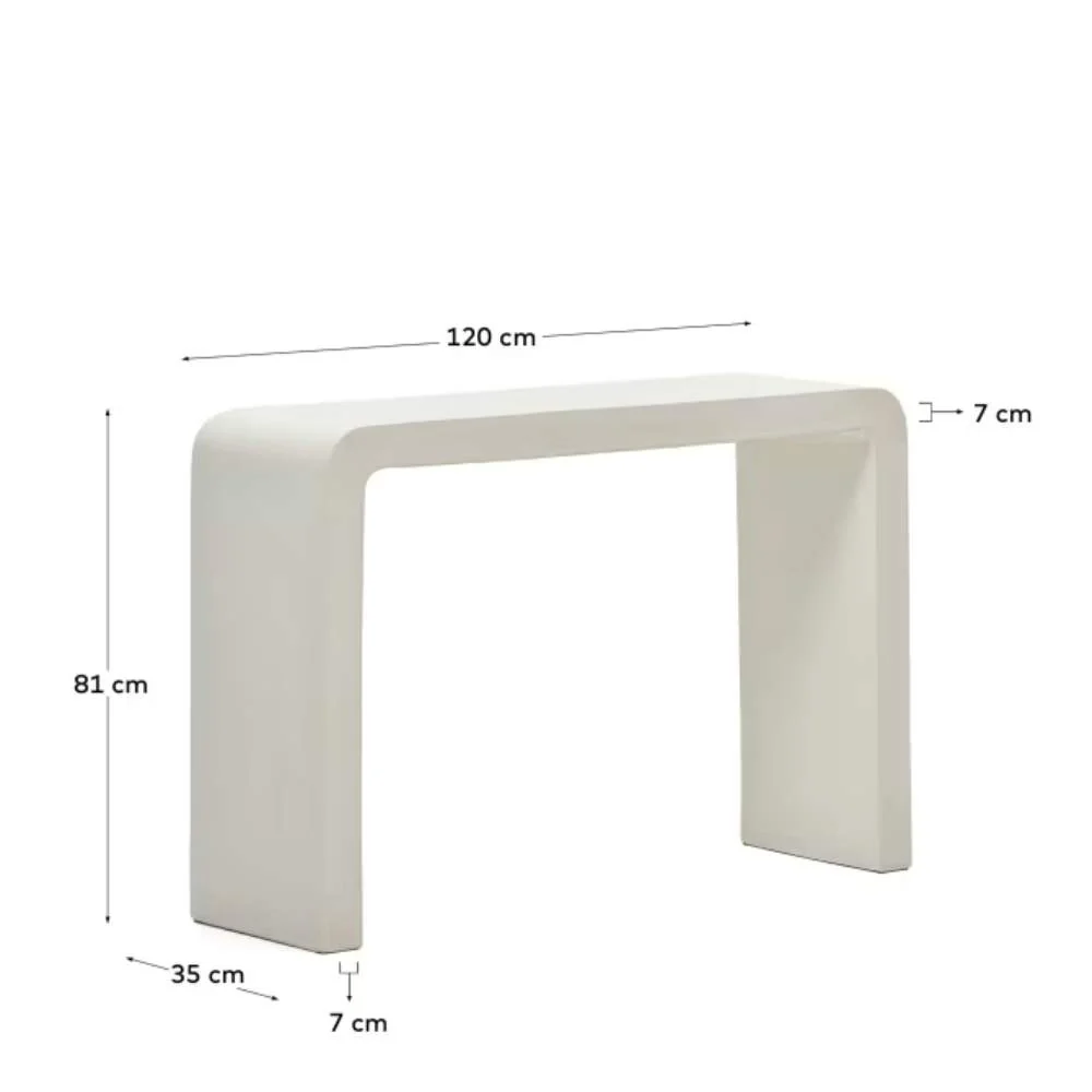 Kave Home Aiguablava Console in White Cement, 120 x 80 cm - Image 4